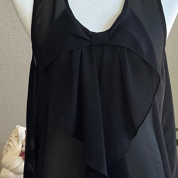 IZ Byer Large sleeveless, sheer black blouse with high neckline. Black. - Picture 2 of 4